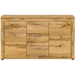 xonox.home Wohnzimmer Jam Sideboard in Wotan Eiche Nb., 125x80x35 cm - Kommode & Sideboard mit 2 Türen und 4 Einlegeböden, idealer Stauraum für Bücher und Deko, zeitloses Design für stilvolle Raumgestaltung, nachhaltig produziert mit FSC-Zertifizierung.