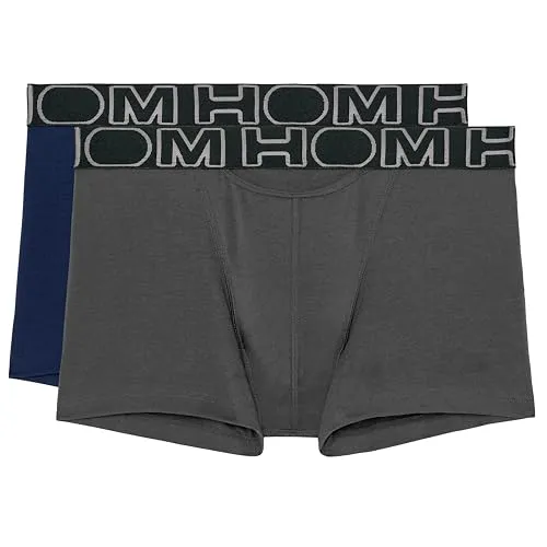 HOM Herren Boxer Briefs 2-Pack 'Boxerlines HO1' - All Black Größe M - Retroshorts für Herren im praktischen 2er Pack, aus hochwertiger Baumwolle für optimalen Tragekomfort und moderne Passform.