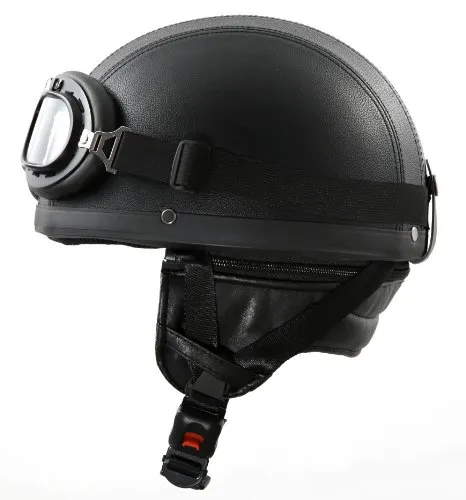 ATO Moto Oldtimer Motorradhelm mit Brille - XS bis XL, Weiß, Schwarz glänzend oder Schwarz matt - Halbhelme: Bequemer Oldtimer Motorradhelm mit abnehmbarer Brille, optimaler Stoßdämpfung und praktischem Klickverschluss für sicheren Komfort.