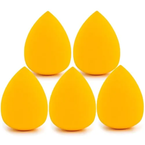 Intirilife 5er Set Make Up Schwamm Beauty Ei Gelb – Weicher Makeup Sponge für Foundation, Concealer & Puder, Blender, Schminkschwämmchen für Flüssig Make-up & Creme Grundierung