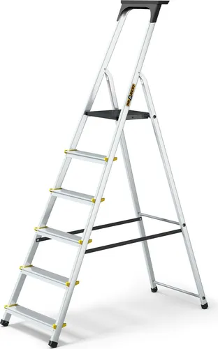 DRABEST Aluminium Mehrzweckleiter PRO 6-stufig mit Regal