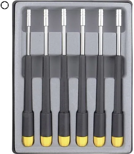 Donau Elektronik Schraubendreher-Set 6teilig - Schraubendreher-Set für Elektronik- und Feinmechanik, inklusive Steckschlüssel in verschiedenen Größen für präzise Arbeiten.