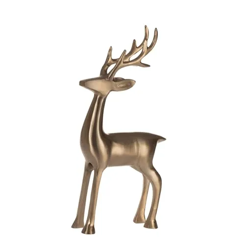 EGLO LIVING Deko Rentier Baligian, Weihnachtsdeko elegant, Tischdeko Weihnachten Wohnzimmer, Weihnachtsfigur Hirsch REH, Metall in Gold, H 35 cm