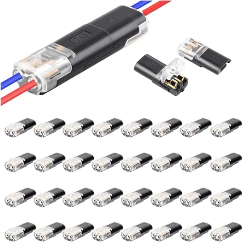 YESLUSY 40 Stück Steckverbinder, 12V Kabelverbinder Wasserdicht, 2 Polig, 2 Pin Stecker, Schneller Crimp Anschluss für 18-22 AWG Kabel, Steckverbindung Steckbarer Kabelan