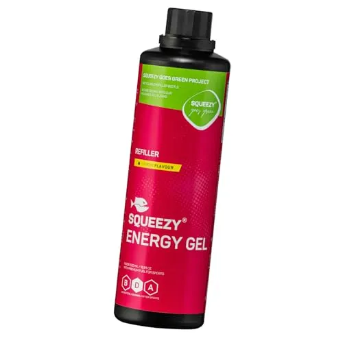 Squeezy Energy Gel Refiller (Zitrone) 500 ml - Sport Energy Gel für schnelle & dauerhafte Energie bei maximaler Verträglichkeit beim Laufen, Radsport, Marathon & Co.