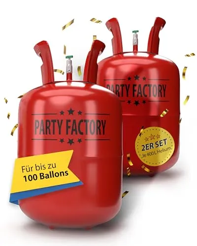 Set mit 2 Heliumflaschen für 100 Ballons - Sonstige Tischdekoration, ideal für Partys mit 400l Gasfüllung für Latex- und Folienballons, sorgt für unvergessliche Festlichkeiten.