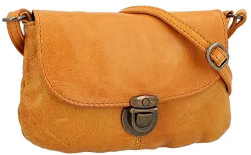 Gusti Umhängetasche Leder - Rona Damen Handtasche Ledertasche Vintage Braun Leder