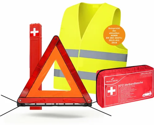 WALSER Verbandszeug Tasche Notfall Erste Hilfe Pannen Set Warnweste Warndreieck