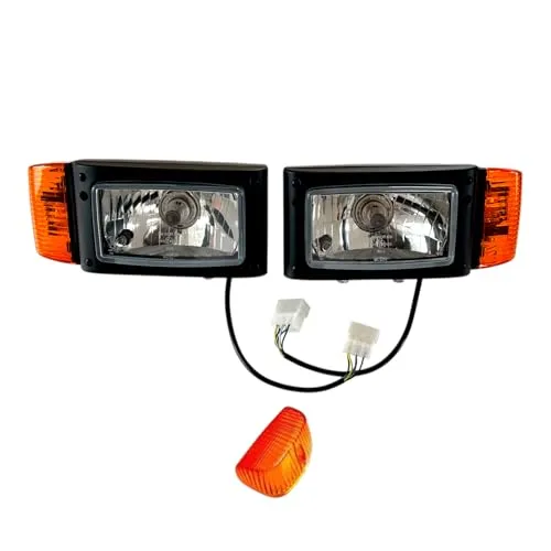 MelTruck 2x H4 Scheinwerfer mit Blinker 12V Radlader Schlepper Baumaschinen Schneeraumer und Lampenschirm