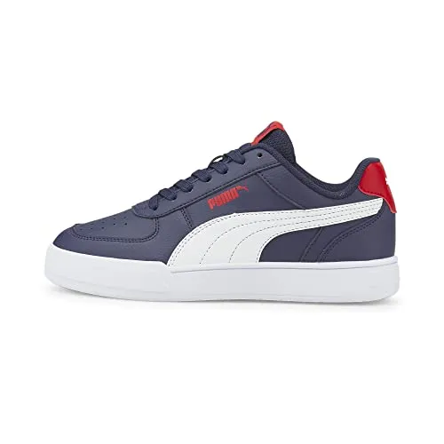 PUMA Kinder Sneaker Caven Jr 382056 - Blau 38,5 EU - Sportliche Sneaker für Kinder, ideal für Freizeit und Schule. Bequeme Passform und stylisches Design in Peacoat-Puma White-High Risk Red.