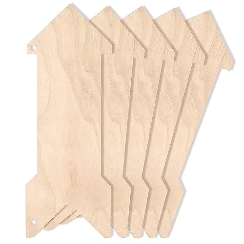 Creative Deco 5 x Holzzeiger Wegweiser Pfeil Anhängers | 30 x 11 cm | Blanko Holzschild zum Aufhängen | Holzbrett Ausschnite für Bemalen Dekorieren Geschenk & Decoupage | Holz Türschild Schild
