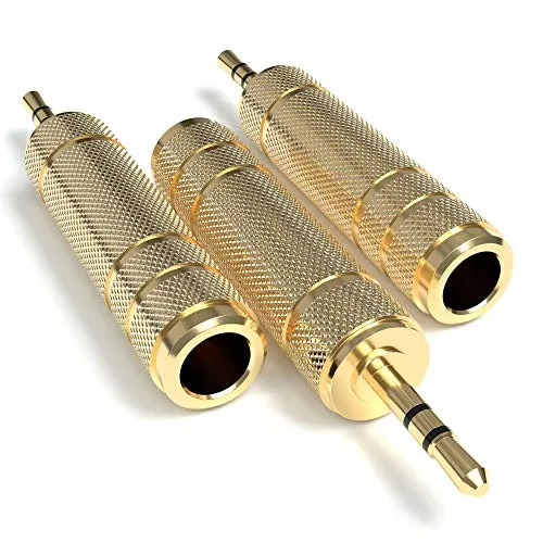 JAMEGA – Klinke Adapter 3.5mm auf 6.35mm 3 Stück | 6,35 mm Klinken Buchse auf 3,5 mm Klinkenstecker AUX Stereo Adapter Audio mit Vergoldeten Kontakten für Kopfhörer, Lautsprecher, Gitarre
