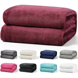 Kuscheldecke 220x240 cm Bordeaux Wohndecke Flauschige Winter Decke Sofadecke Fleecedecke - bordeaux