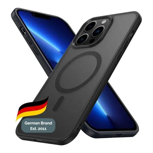 Cadorabo Hülle kompatibel mit Apple iPhone 15 PRO MAX in SCHWARZ [Kompatibel mit MagSafe] Hybrid Matt Design Magnetisch Stoßfest Kratzfest mit Rundumschutz Case für Apple iPhone 15 PRO MAX in Schwarz