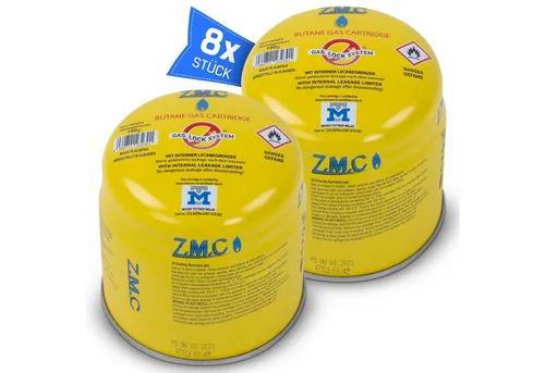 ZMC Gaskartusche Butan Gas Kartusche 190g - Gaskartuschen für Campingkocher und Bunsenbrenner, mit innovativem Gas-Stop-System für sichere Anwendung und zuverlässige Leistung, ideal für Outdoor-Aktivitäten.