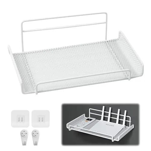 Regal Zum Aufhängen Ohne Bohren Router Halterung Beamer Wandhalterung Hanging, Small Grid Rack Belüftet Router Wandhalterung, Kann Küche Wandregal Badezimmer Ablage, 2 Montage Wand Regale Wege Sein