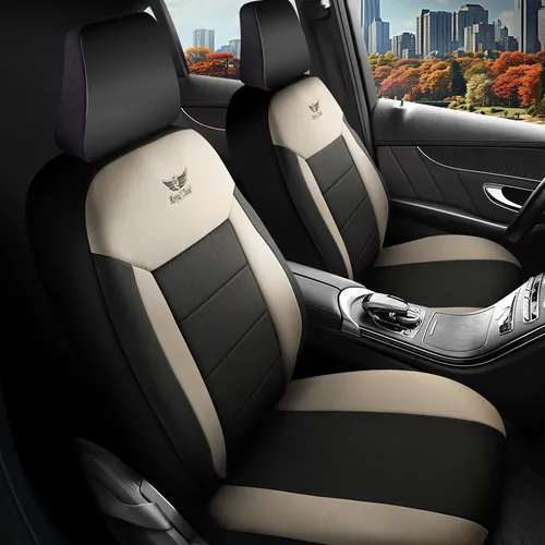 Autositzbezüge Schonbezüge für Peugeot 208 (Beige-Schwarz) 923J108