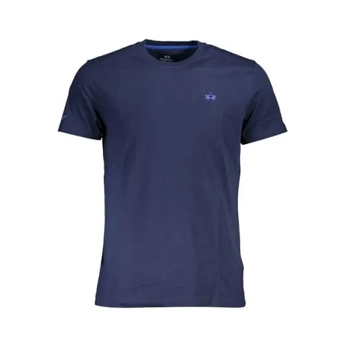 La Martina Chic Blue Logo Tee mit klassischen Herrenverzierungen, Größe XL, Blau, XL