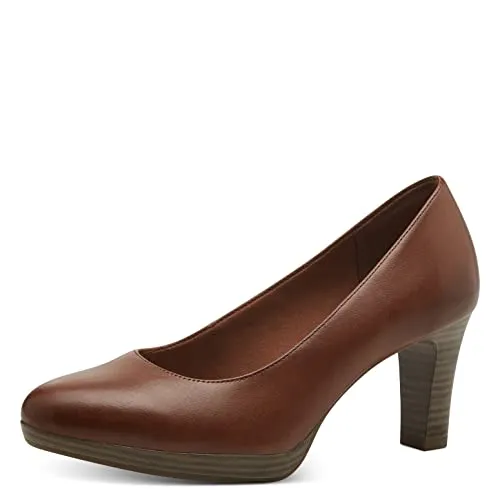 Tamaris Pumps mit Trichterabsatz - Eleganter Abendschuh in Cognac Used - Stylische Pumps in Größe 41 mit 6,5 cm Trichterabsatz und gepolsterter Innensohle. Ideal für festliche Anlässe und sorgt für optimalen Tragekomfort dank ANTIslide und Antishokk Technologien.