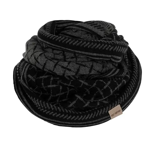 KNIT FACTORY - Dusk Loop Schal - Feingestrickter Schlauchschal - Herbst & Winter Essentials - Zeitloses Mode-Accessoire - Für Damen und Herren - Strickschal mit Wolle - Schwarz/Anthrazit