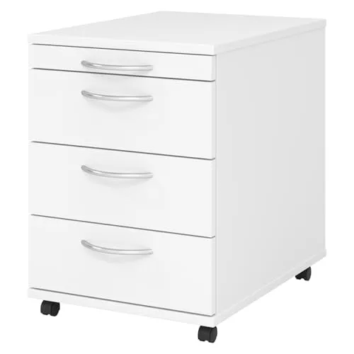 bümö Basic Rollcontainer mit Schubladen - Schubladenbox aus hochwertiger Spanplatte, perfekt für das Büro. Mit 4 Universalrollen und modernen Griffen für einfache Handhabung und maximale Flexibilität.