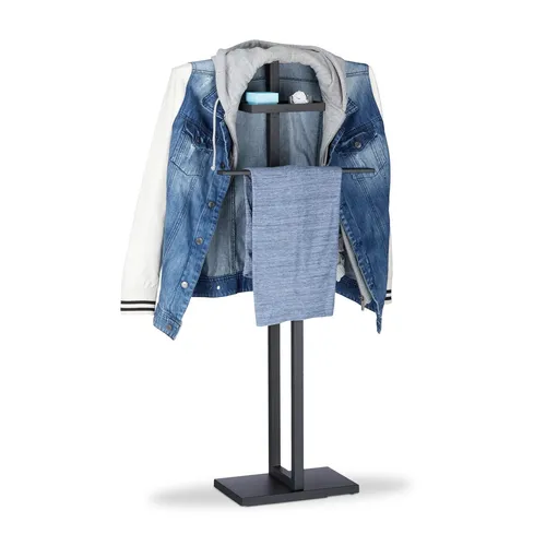 Stummer Diener Schwarz - Platzsparender Kleiderbutler für Herren - Kleiderständer aus robustem Metall, ideal für platzsparende Aufbewahrung und Ordnung im Flur oder Schlafzimmer. Höhe 112 cm, Farbe Schwarz.