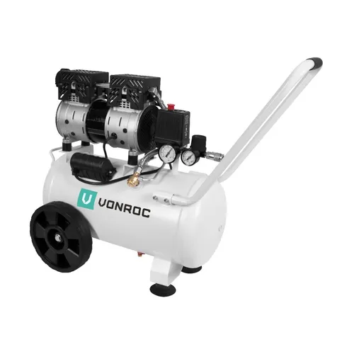 Vonroc Luftkompressor Leise – Druckluft Kompressor – 750 W – 220v, 240v – 8 bar – 24 Liter Kessel – Ölfrei - Geräuscharm