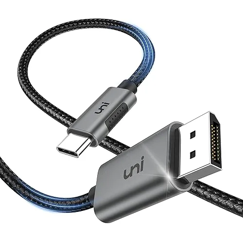 uni USB C Displayport Kabel (4K@60Hz, 2K@165Hz), Typ C Thunderbolt 3/4 auf DP Kabel mit MST, Freesync,1,8m Nylonkabel & Aluminiumgehäuse für iPhone 15/16, MacBook, iPad Pro M4/M2, XPS usw.