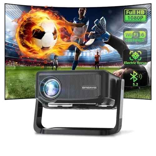 Mini Beamer 360° Drehbar/3S Motor Fokus:25000LM 1080P HD, Videoprojektor WiFi6 Bluetooth 5.2 Projektor 70% Zoom:Keystone Correction ONOAYO Outdoor Projektor Unterstützt 4K-Heimkino HDMI/TV
