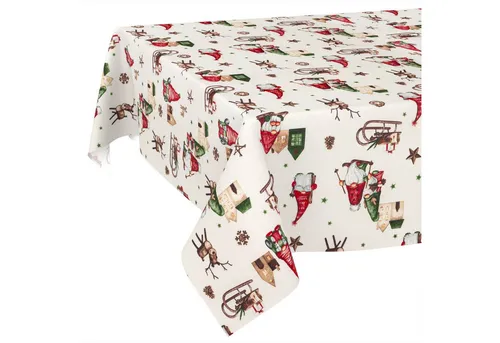 ANRO Tischdecke Weihnachten abwaschbare Weihnachtstischdecke (Einzelstück 1-tlg), Schmutzabweisend Weihnachten Rot-Grün 100x140cm