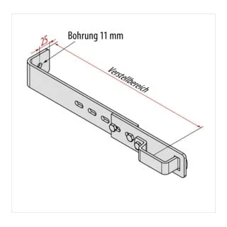 Hymer verstellbarer Wandhaken aus Stahl, 155-245 mm