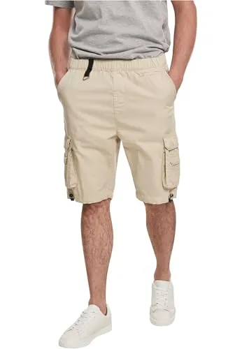 Urban Classics Herren Double Pocket Cargo Shorts, Concrete, M - Herren-Shorts im Loose Fit mit elastischem Bund und D-Ring. Praktische Doppeltaschen und zusätzliche Mini-Tasche für viel Stauraum, ideal für den Alltag.