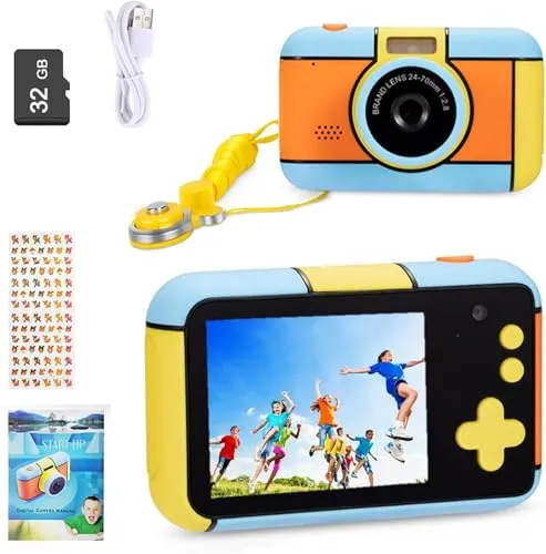 YunLone Kinderkamera DigitalKamera 2,4 Zoll - Digitalkamera für Kinder mit 1080P FHD Video, 24MP Fotos und 32G Karte. Ideal für kreative Entfaltung und sichere Nutzung dank stoßfestem Silikonmaterial.