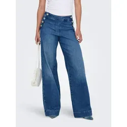 ONLY ONLMADISON HW BUTTON WIDE DNM GEN769NOOS Damen High-waist-Jeans - Modische High-waist-Jeans für Damen im relaxed fit. Hohe Leibhöhe und weite Beinform sorgen für optimalen Tragekomfort. Ideal für entspannte Tage und pflegeleicht dank robuster Denim-Qualität.