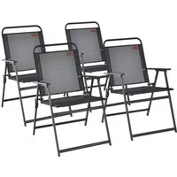 COSTWAY 4er Set Gartenstühle – Klappstühle mit Armlehnen - Gartenstühle für Balkon und Terrasse, ergonomisch mit atmungsaktivem Stoff, klappbar und leicht für einfachen Transport und Lagerung.