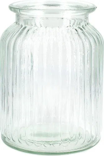 Windlicht Glas gerillt 11x14,5cm 1 Stück Klar transparent