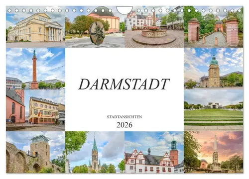 CALVENDO Wandkalender Darmstadt Stadtansichten 2026 - Wandkalender mit 12 atemberaubenden Bildern der hessischen Stadt Darmstadt, gedruckt auf FSC-zertifiziertem Papier. Ideal für Kunstliebhaber und umweltbewusste Käufer.