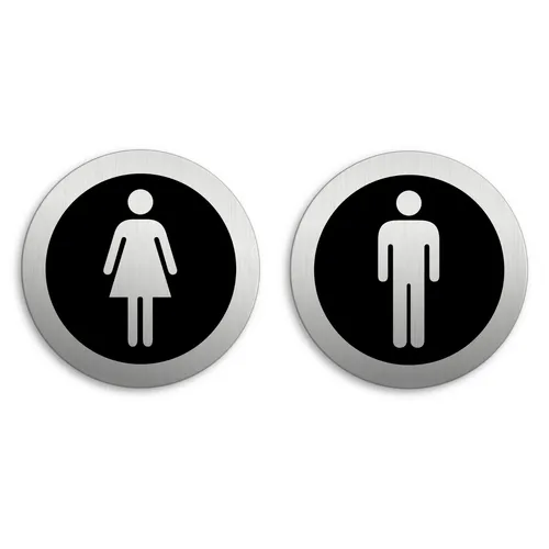 Schild WC Damen Herren 2er Set Toilettenschilder Ø 75 mm Aluminium