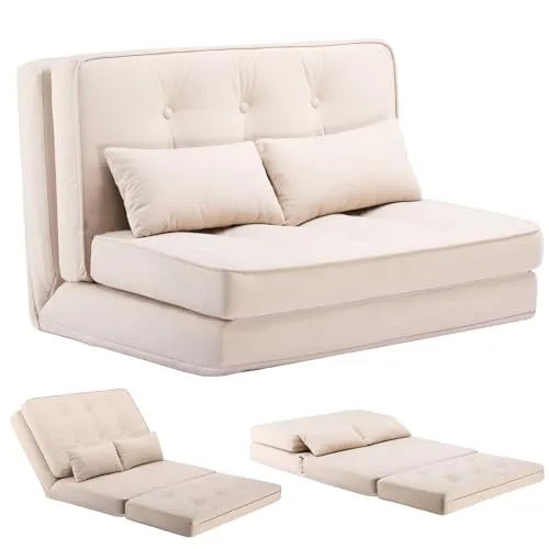 COMHOMA Sofa Couch Schlafcouch Klein Bed 2er Mini Bettsofa - Sofas & Couches mit 6-stufig verstellbarer Rückenlehne, ideal für Wohnzimmer, Schlafzimmer oder Camping, platzsparend und bequem für Sitzen, Liegen oder Schlafen.