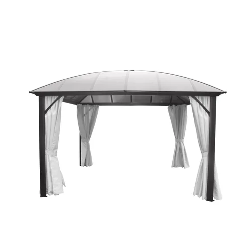Leco Gartenpavillon mit Kuppeldach, anthrazit-lichtgrau - Gartenpavillon 3,65 x 3,65 x 2,70 m, ideal für entspannte Familienfeiern im Freien mit schützendem Kuppeldach für optimalen Komfort.