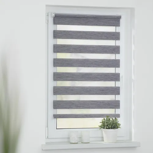 Doppelrollo Duo Rollo Klemmfix, LICHTBLICK ORIGINAL - Doppelrollo in Holzoptik, ohne Bohren montierbar, bietet flexiblen Licht- und Sichtschutz durch abwechselnd transparente und blickdichte Streifen.