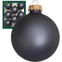 Krebs Glas Lauscha Weihnachtskugeln Uni-Design Theodora Grau 7cm