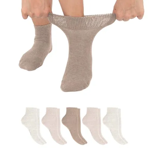Footstar Damen & Herren Diabetiker Kurzsocken (6 Paar) - Beige 43-46