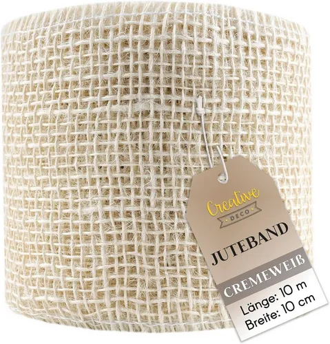 Creative Deco Bastelnaturmaterial Juteband Jute Tischläufer 10 m, Nähte an den Rändern