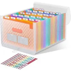 Dokumentenmappe A4 26 Fächer Akkordeon Erweiterbar Orange - Die Dokumentenmappe A4 in leuchtendem Orange bietet 26 erweiterbare Fächer für optimale Organisation. Ideal für Büro, Schule oder Reisen. Robust und umweltfreundlich aus 700D Polyester – für eine sichere Aufbewahrung deiner Unterlagen.