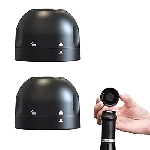 XPOOP 2 Stück Sektverschluss Mit Drehschloss, Auslaufsicher Silikon Sektflaschenverschluß,Wiederverwendbar Vakuum Sektverschluss Weinflasche Caps Exklusiv für Sekt und Champagner Flaschen