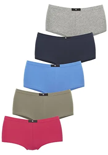 H.I.S Damen Panty, 5 er Pack (38, Rot + Marine + Blau + Khaki + Grau-meliert)