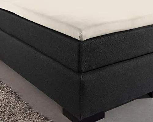 Sleeptime Spannbettlaken Topper Boxspringbett - 100% Baumwolle - Bettlaken fur Topper bis 10cm - Feuchtigkeit absorbierend und temperaturausgleichend - Natur - 160 x 220 cm