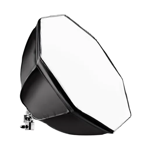 Walimex pro Softbox Octagon Ø55cm mit 35W Daylight LED, 5000K Tageslicht, Starke 4.250 Lumen, CRI 90+, neigbar um ca. 135°, inkl. Diffusor und Tasche, ideal für Foto- und Videoaufnahmen