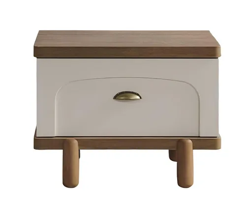 Beige Nachtkommode mit Stauraum - Moderne Nachttischkonsole für das Schlafzimmer, mit 1 Schublade und praktischem Stauraum. Maße: 60 x 45 x 45 cm, aus hellem Holz, einfache Montage. Ideal für eine stilvolle und funktionale Einrichtung.